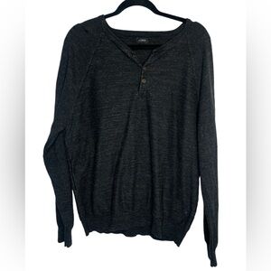 J. Crew Men's Henley Long Sleeve Lightweight Dark Gray Sweater Size XL